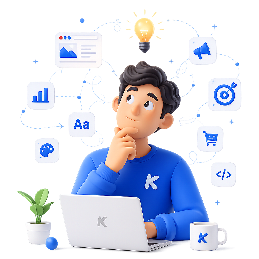 3D illustration of web development and UI UX design elements
